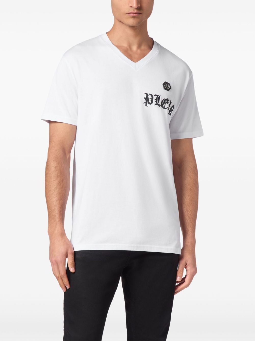 Shop Philipp Plein Gothic Logo Print T-shirt In White