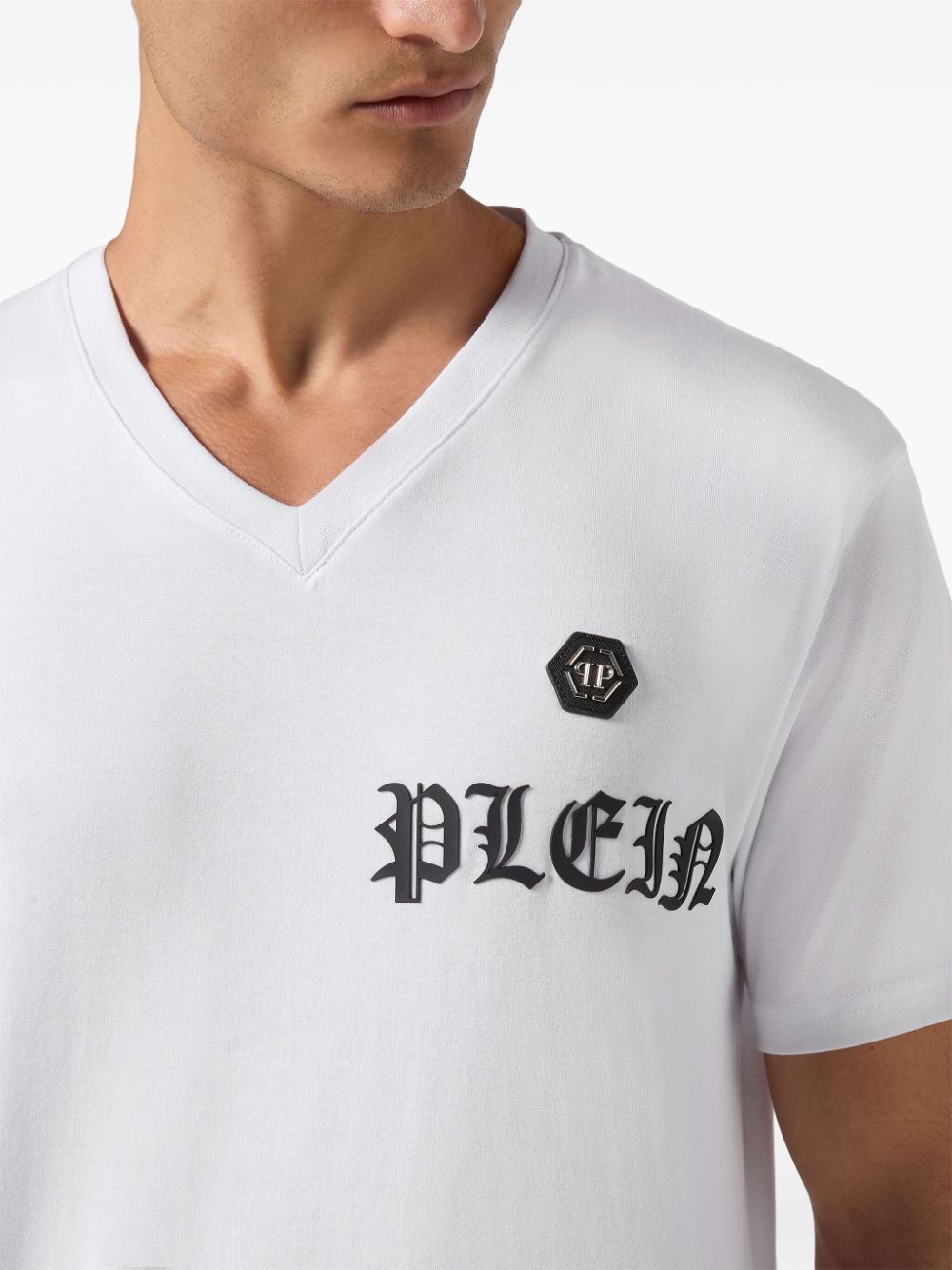 Shop Philipp Plein Gothic Logo Print T-shirt In White