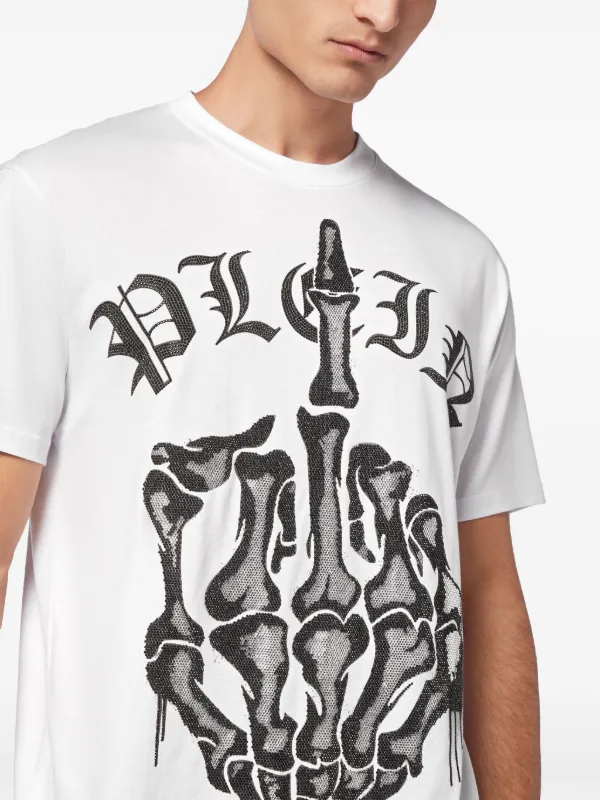 Philipp Plein rhinestone-embellished Cotton t-shirt White FARFETCH IN