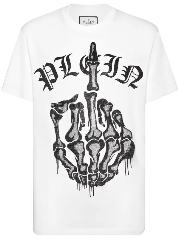 Philipp Plein rhinestone-embellished Cotton t-shirt White FARFETCH IN