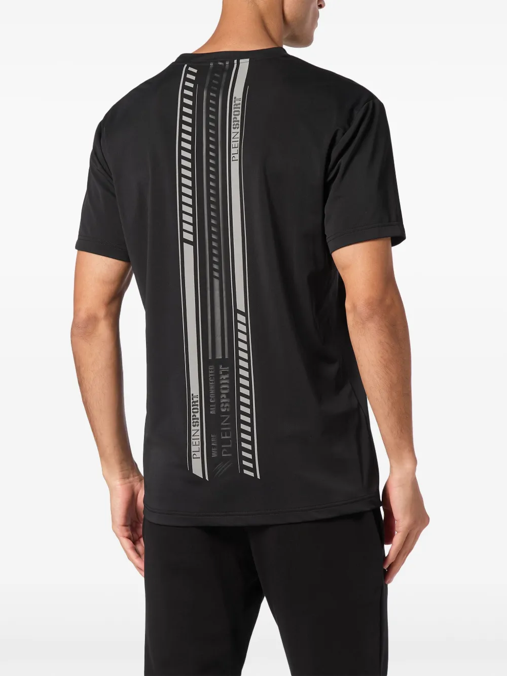 Plein Sport SS Racing T-shirt met logoplakkaat Zwart
