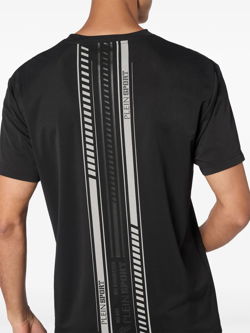 Plein Sport SS Racing T-shirt met logoplakkaat Zwart