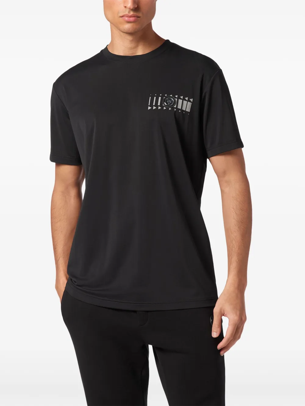 Plein Sport SS Racing T-shirt met logoplakkaat Zwart