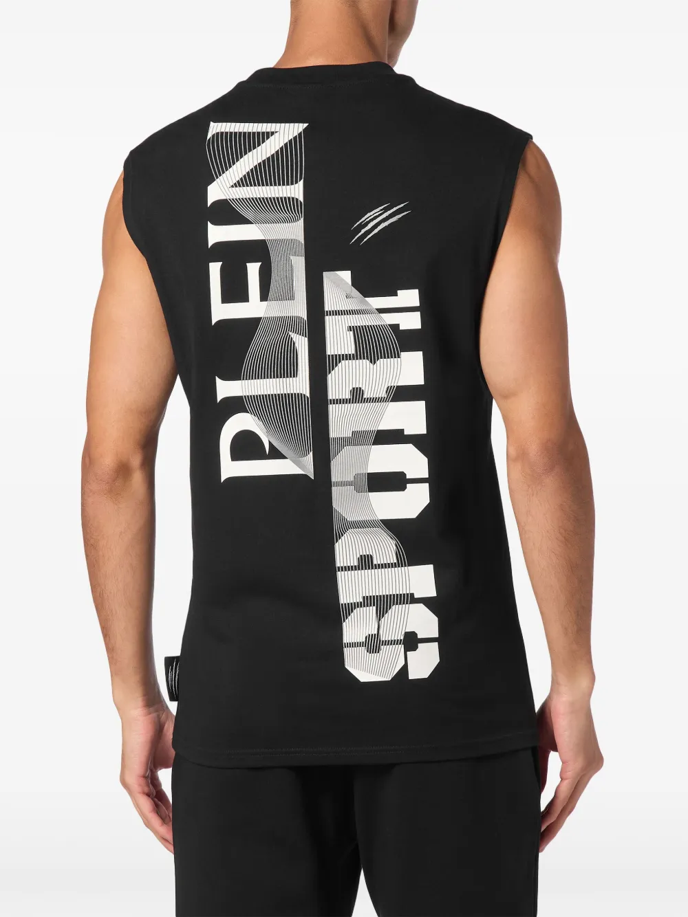 Plein Sport Wave mouwloos T-shirt Zwart