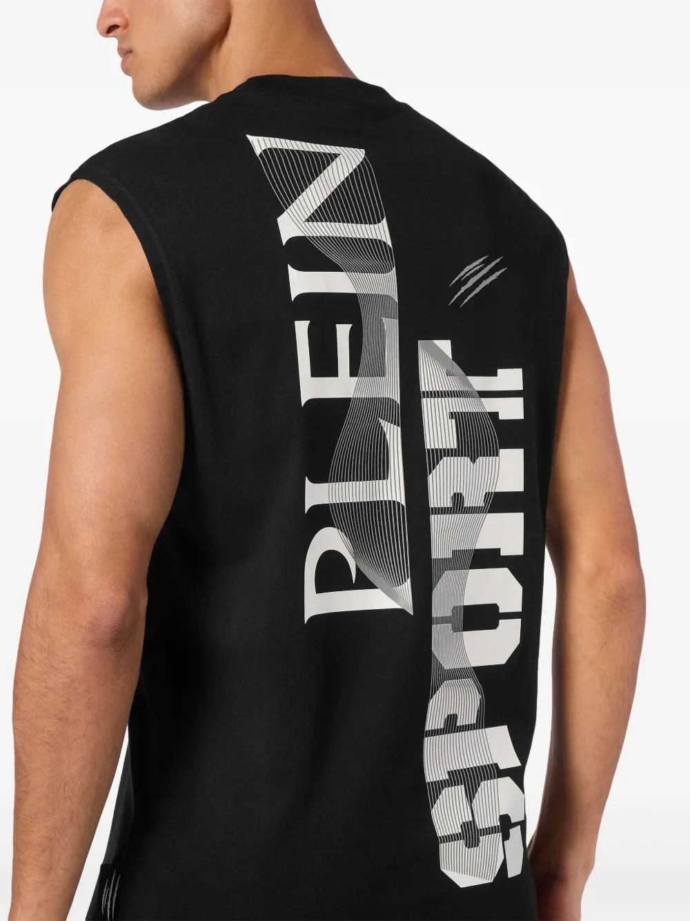 Plein Sport Wave mouwloos T-shirt Zwart