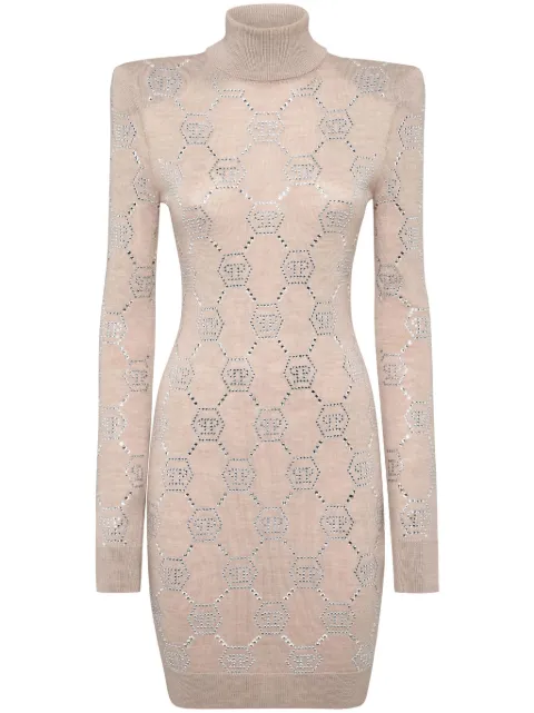 Philipp Plein crystal-embellished monogram mini dress