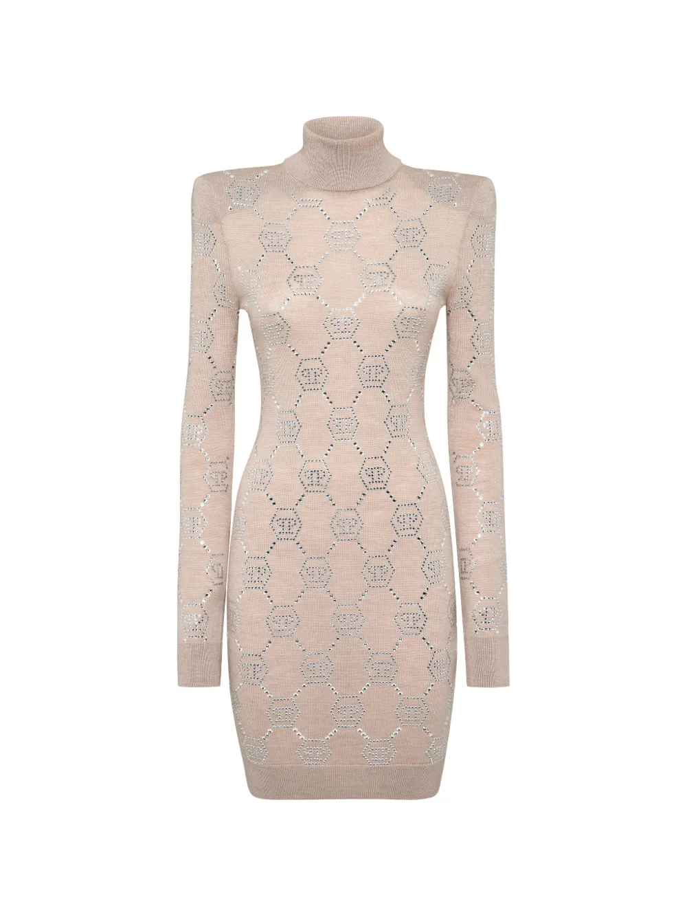 Philipp Plein Mini-jurk verfraaid met kristallen en monogram Beige