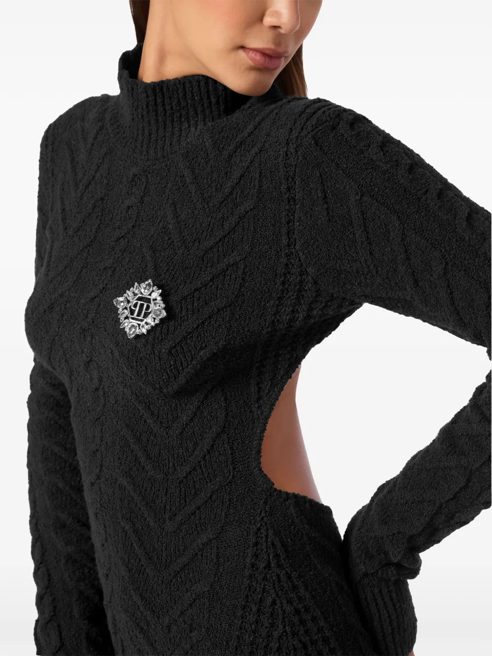 PHILIPP PLEIN APPLIQUÉ KNITTED MINI DRESS