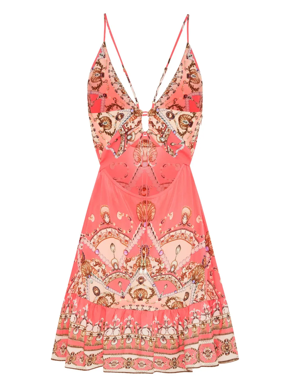 CAMILLA GRAPHIC-PRINT SILK MINIDRESS