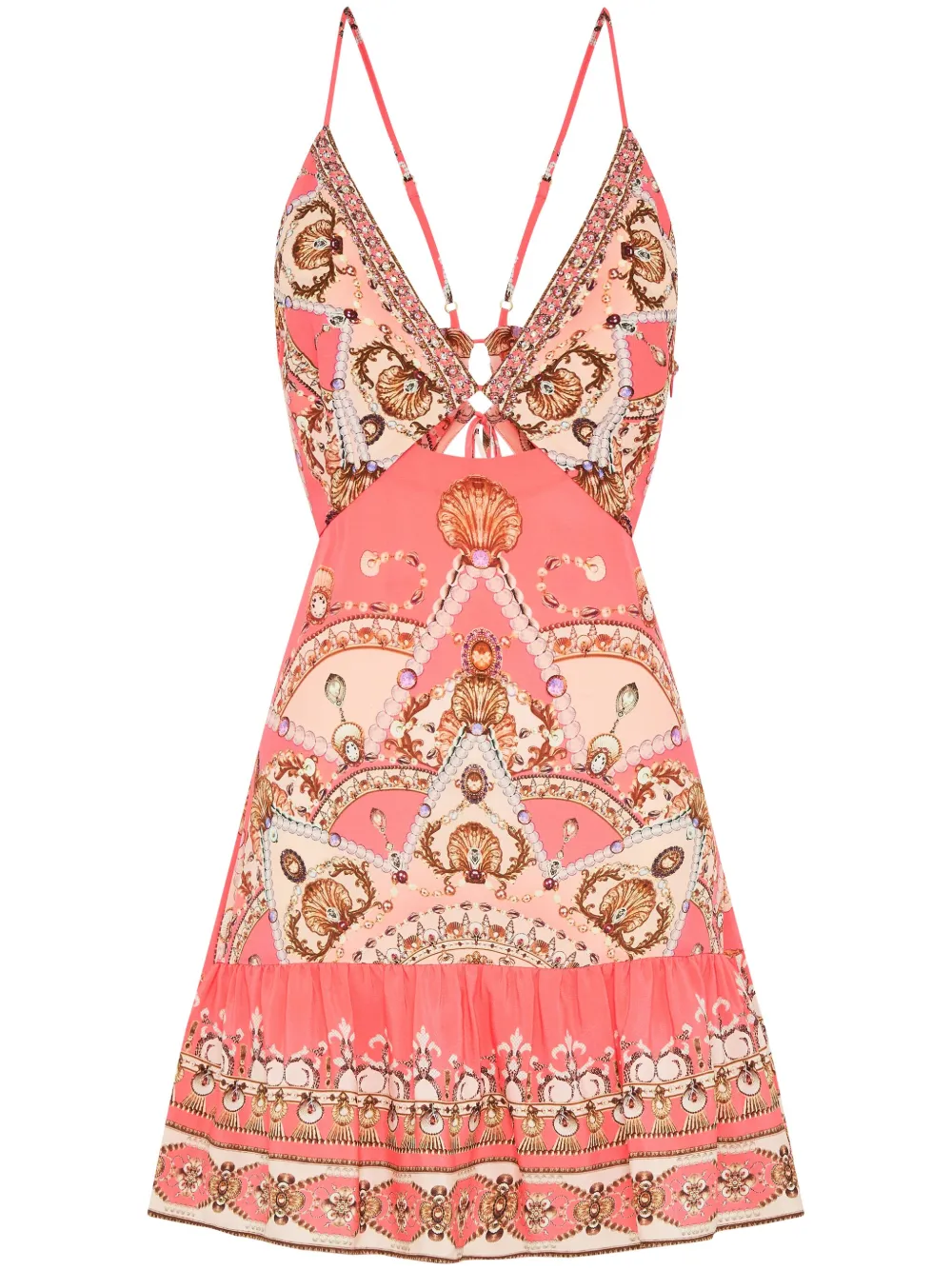 CAMILLA GRAPHIC-PRINT SILK MINIDRESS