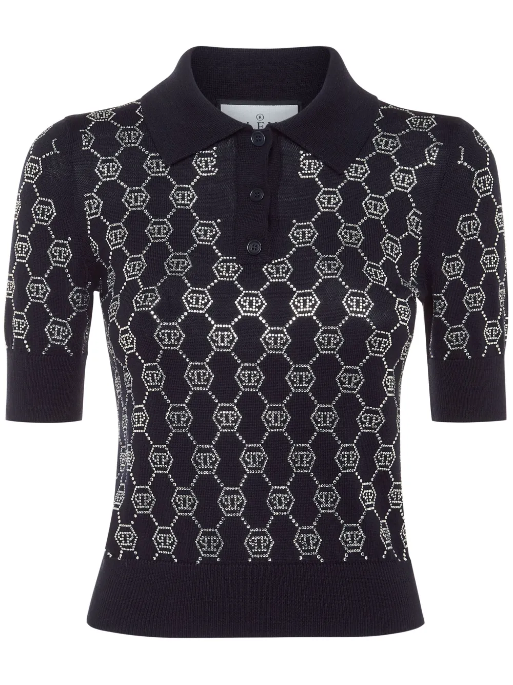 Philipp Plein Polotop verfraaid met kristallen Blauw