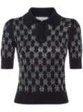 Philipp Plein crystal-embellished polo top - Blue