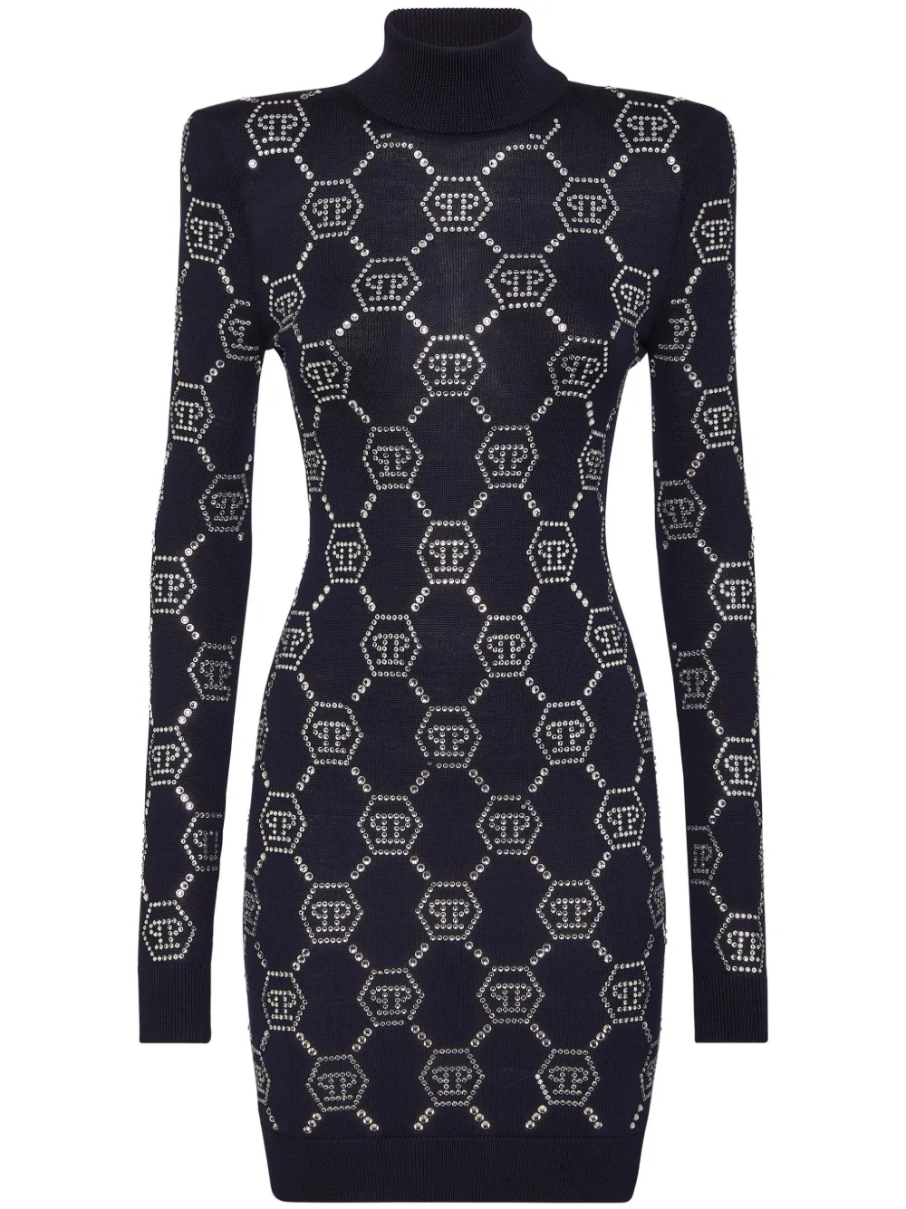 Philipp Plein Mini-jurk verfraaid met kristallen en monogram Blauw