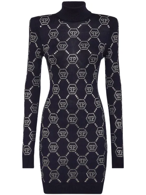 Philipp Plein crystal-embellished monogram mini dress