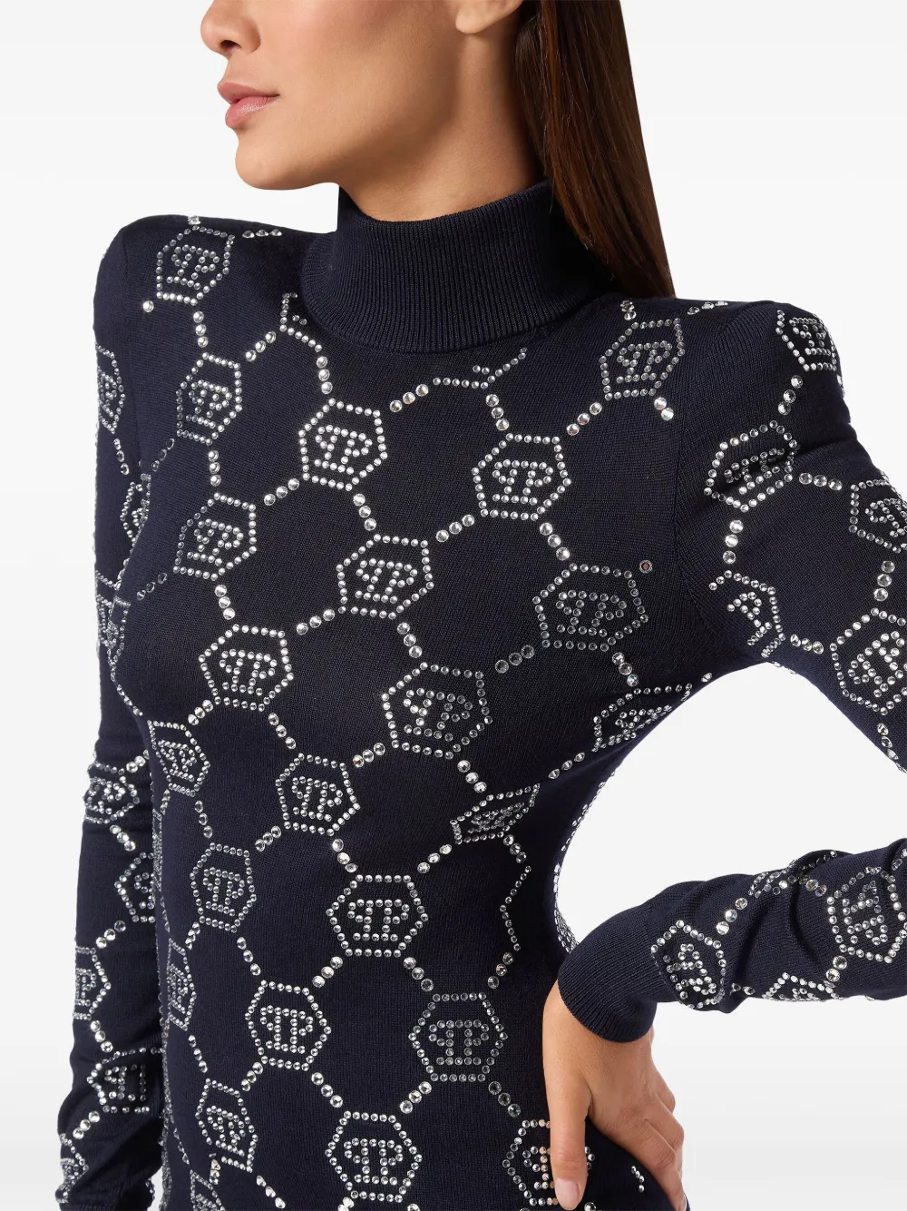 Philipp Plein Mini-jurk verfraaid met kristallen en monogram Blauw