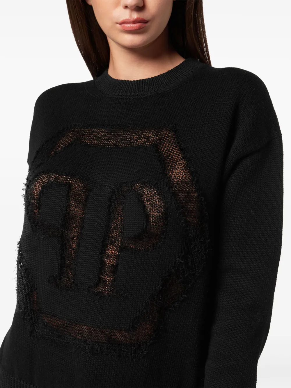 PHILIPP PLEIN DEVORÉ-LOGO SWEATER 