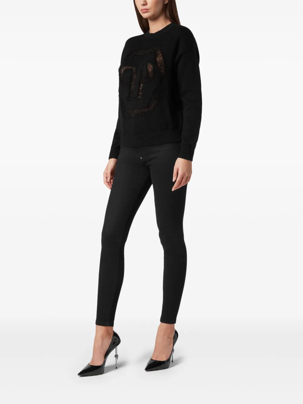 PHILIPP PLEIN DEVORÉ-LOGO SWEATER 