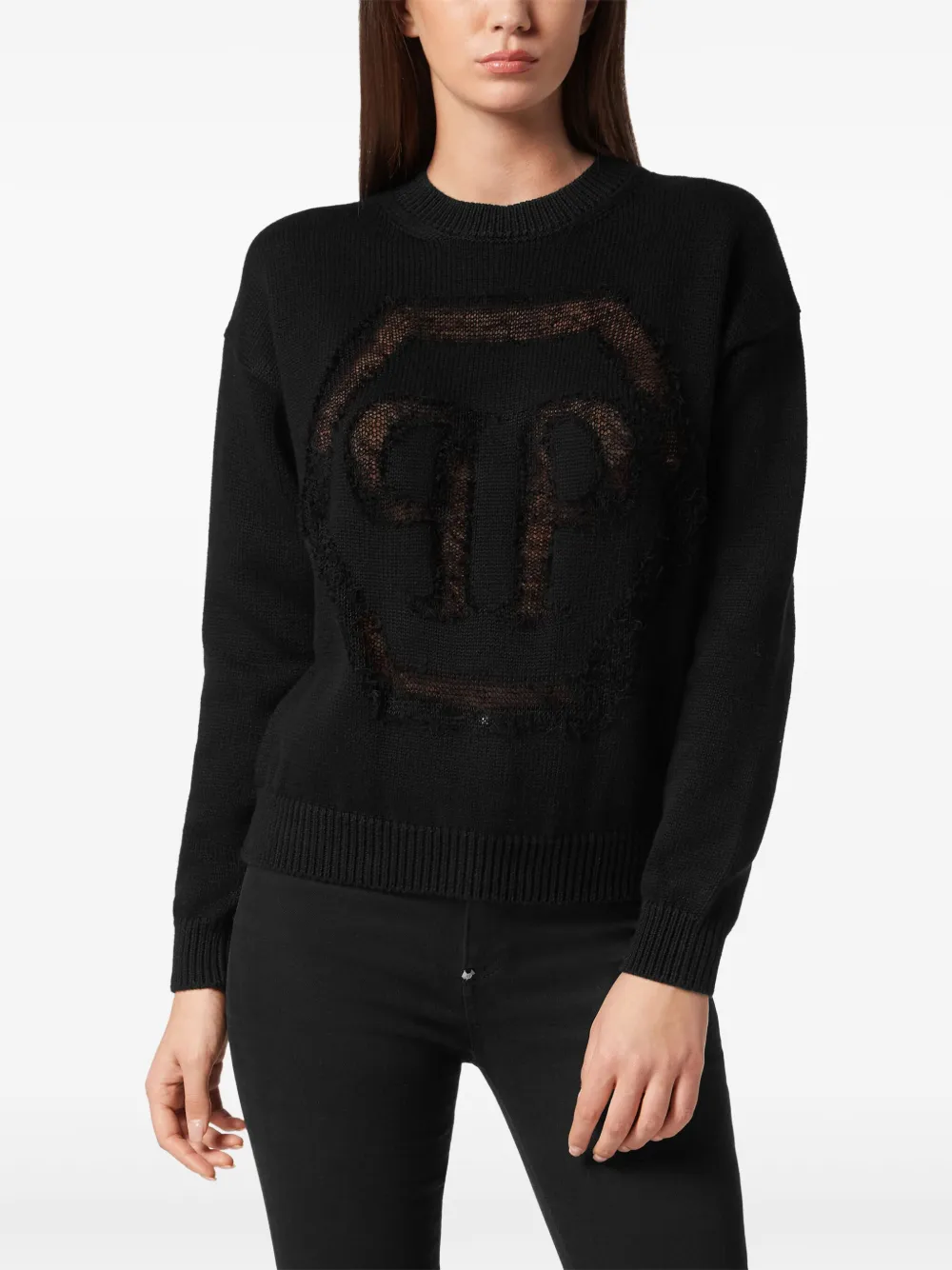 PHILIPP PLEIN DEVORÉ-LOGO SWEATER 