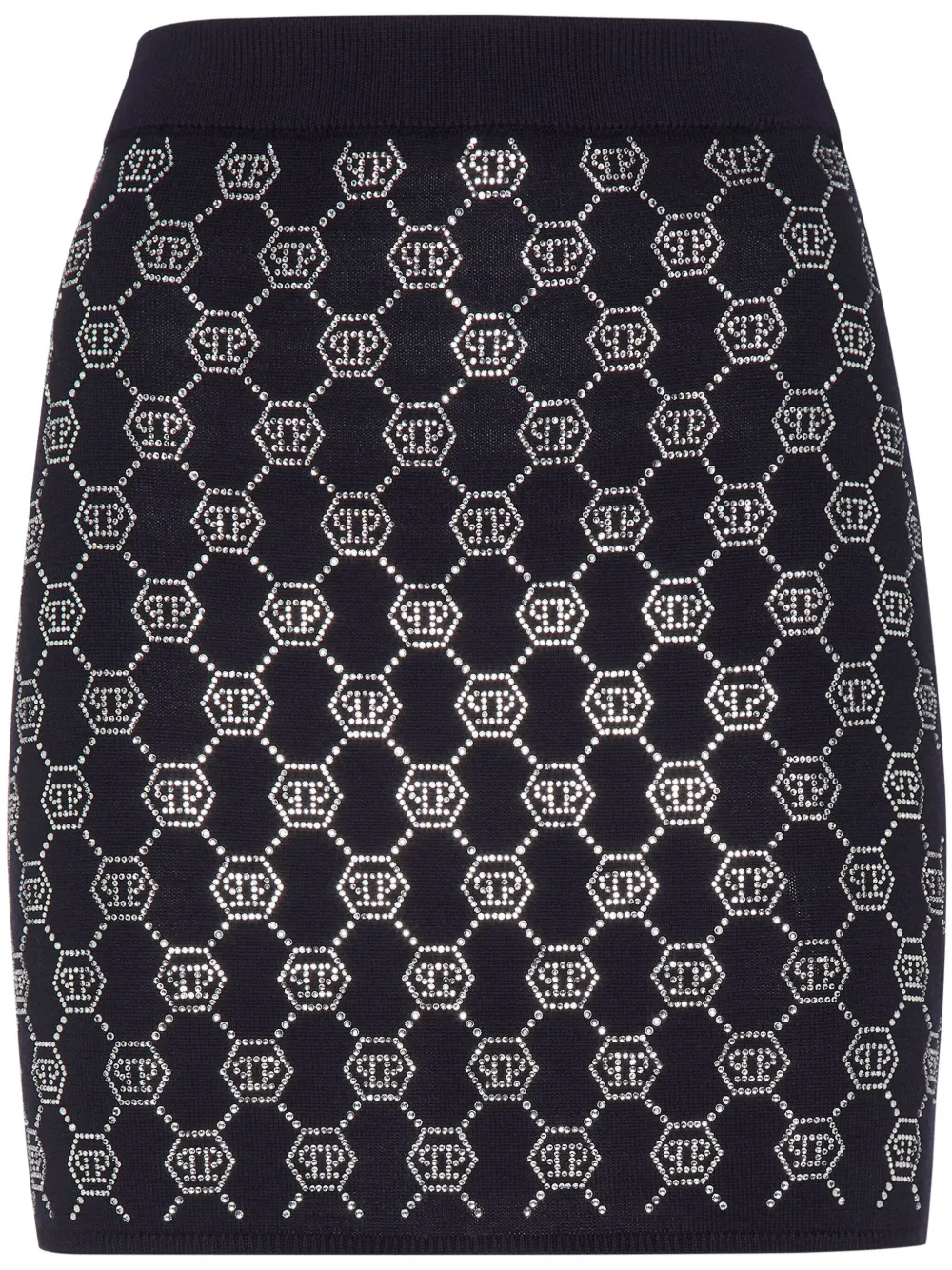 Philipp Plein Gebreide mini-rok verfraaid met monogram Blauw