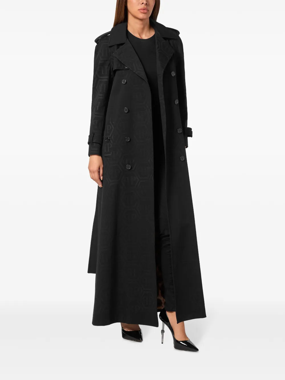 PHILIPP PLEIN MONOGRAM TRENCH COAT