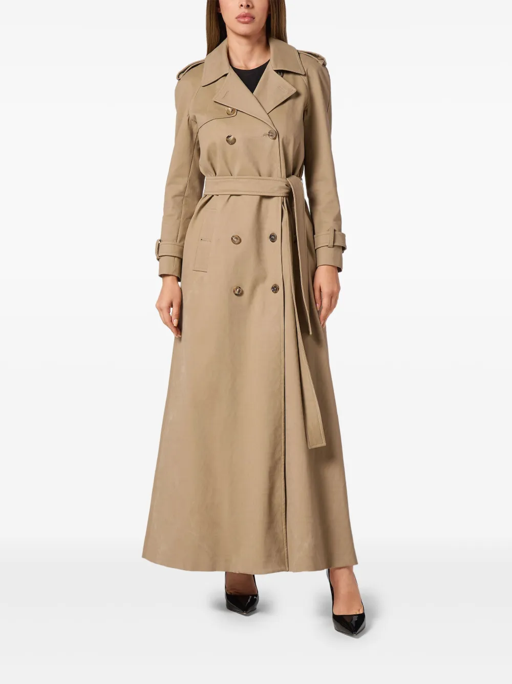 PHILIPP PLEIN MONOGRAM LONG TRENCH COAT 