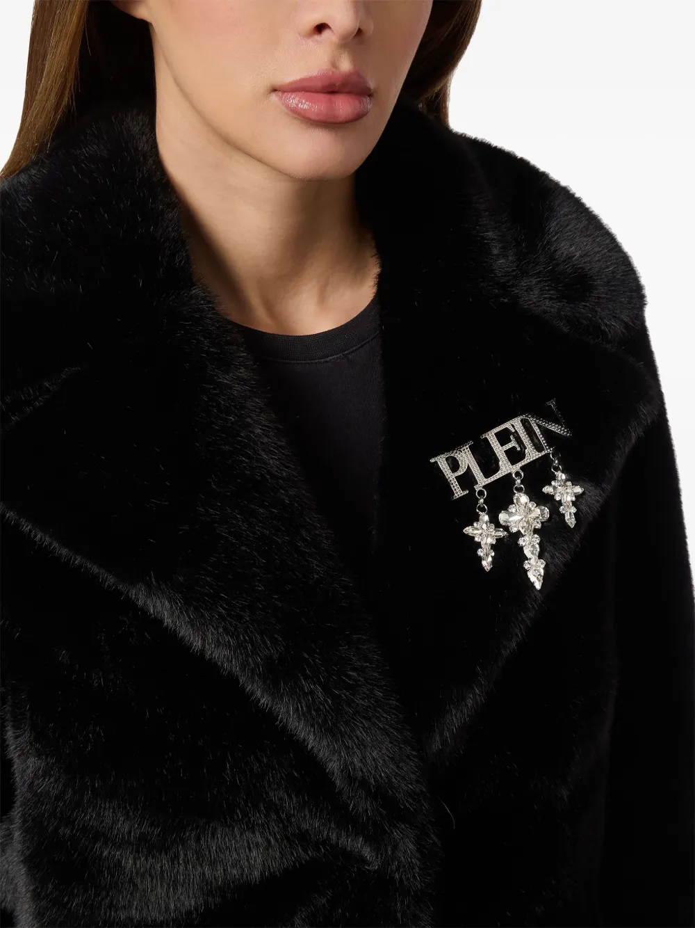 Philipp Plein Faux Fur Jacket In Black