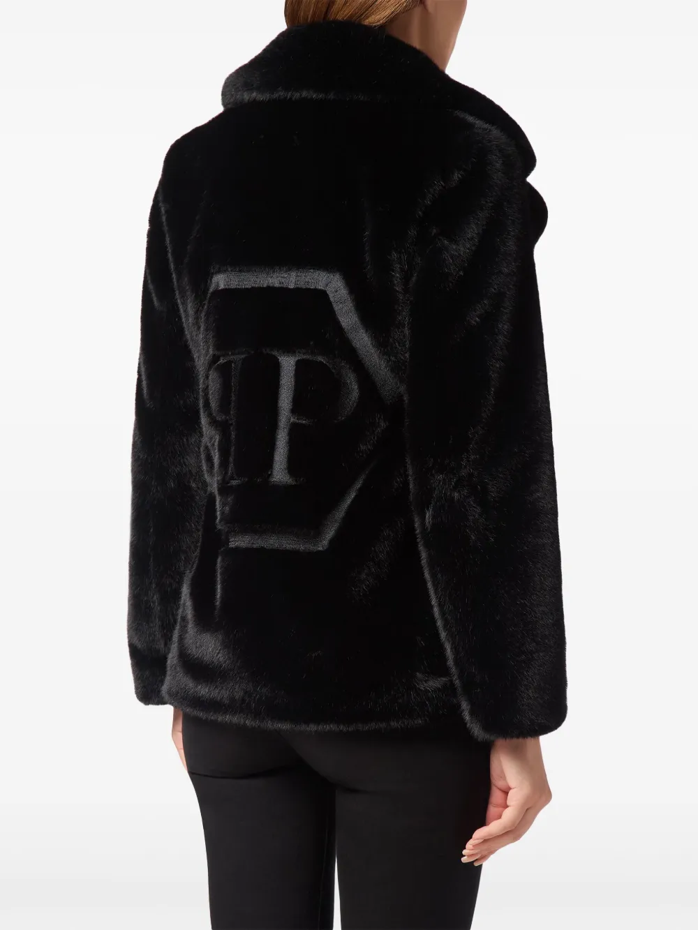 Philipp Plein Faux Fur Jacket In Black