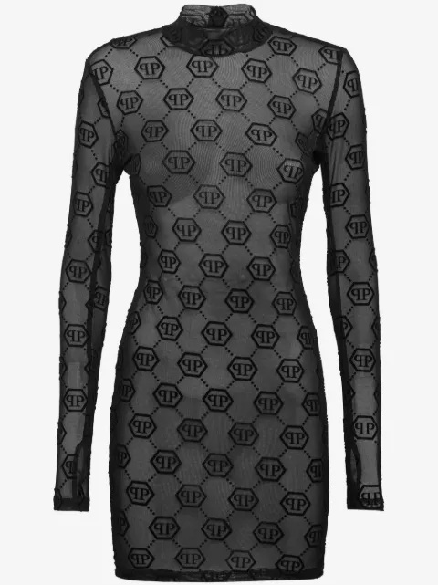 Philipp Plein vestido de tul con monograma