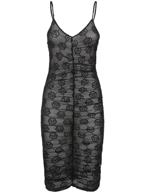 Robe en tulle à motif monogrammé - Philipp Plein - Modalova
