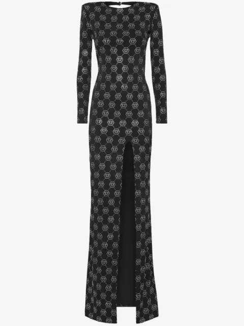 Philipp Plein monogram-embellished long dress