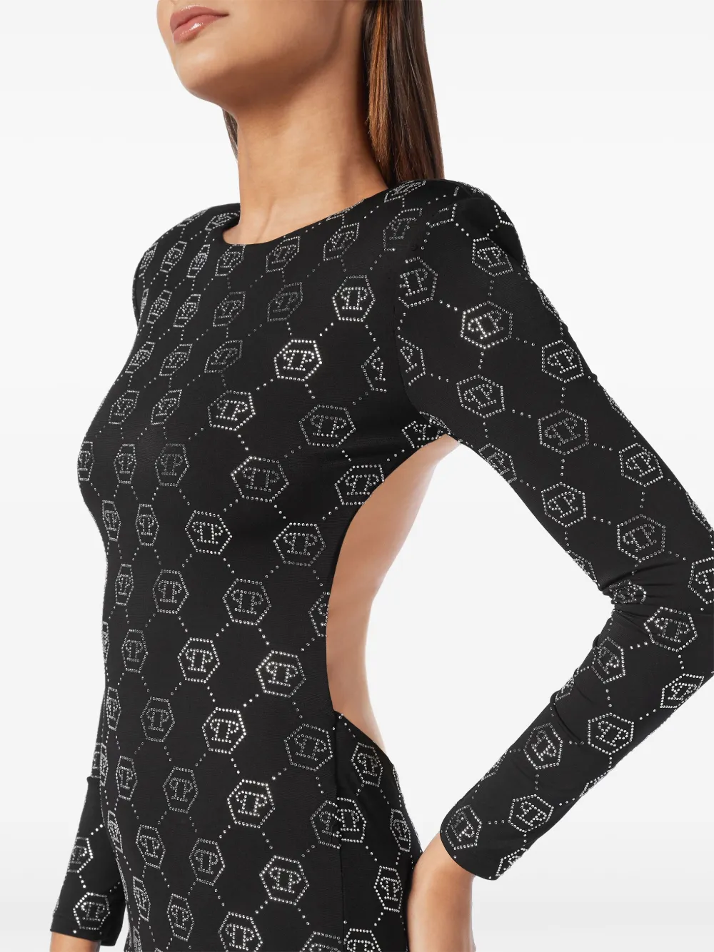 Philipp Plein Maxi-jurk verfraaid met monogram Zwart
