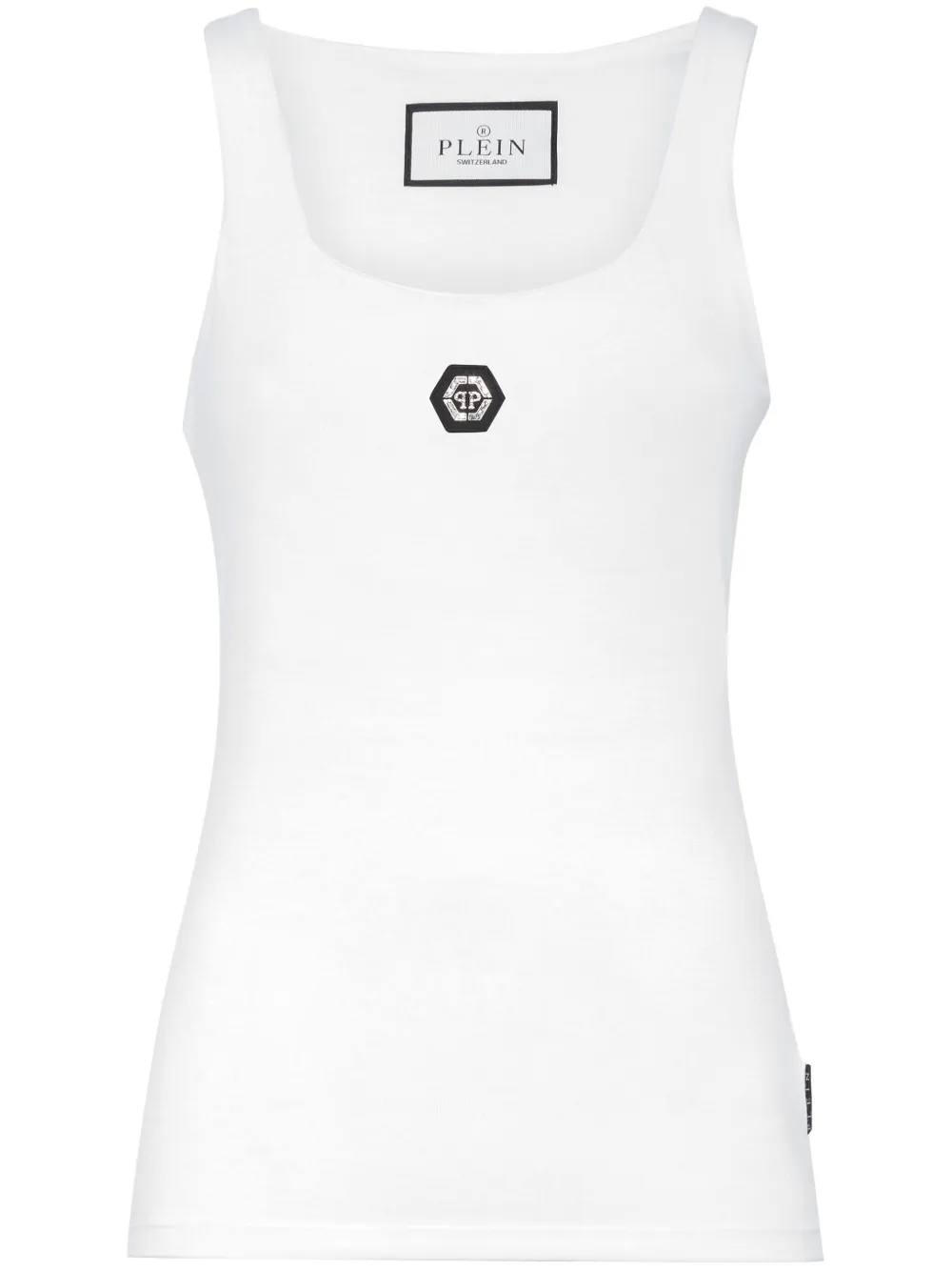 Shop Philipp Plein Logo-appliqué Tank Top In "01 White"