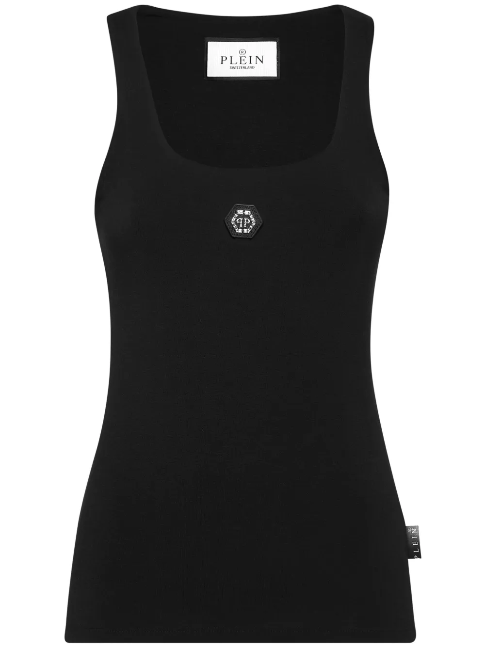 Shop Philipp Plein Logo-appliqué Tank Top In Black