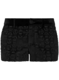 Philipp Plein monogram-pattern velvet mini shorts - Black