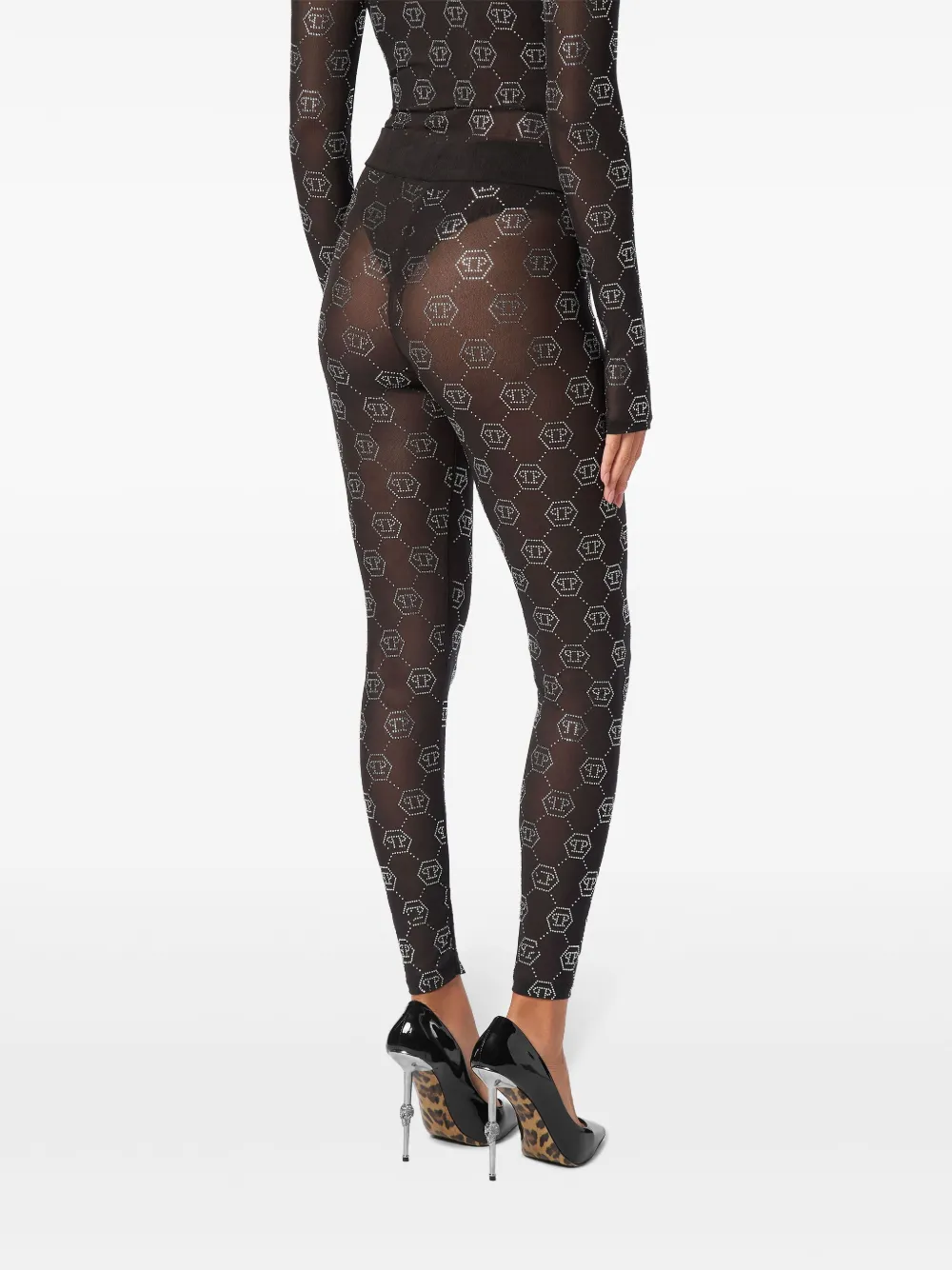 philippplein Philipp Plein Legging met monogram-print - Zwart
