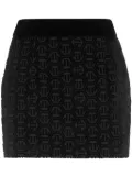 Philipp Plein monogram velvet mini skirt - Black