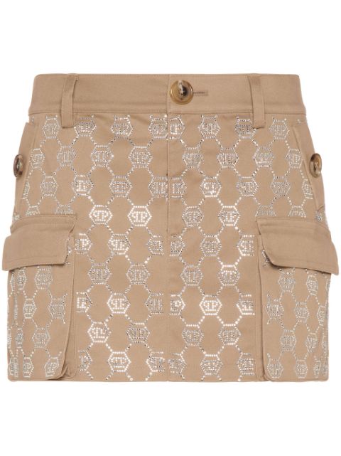 Philipp Plein crystal monogram miniskirt Women