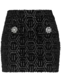 Philipp Plein mini monogram tweed skirt - Black