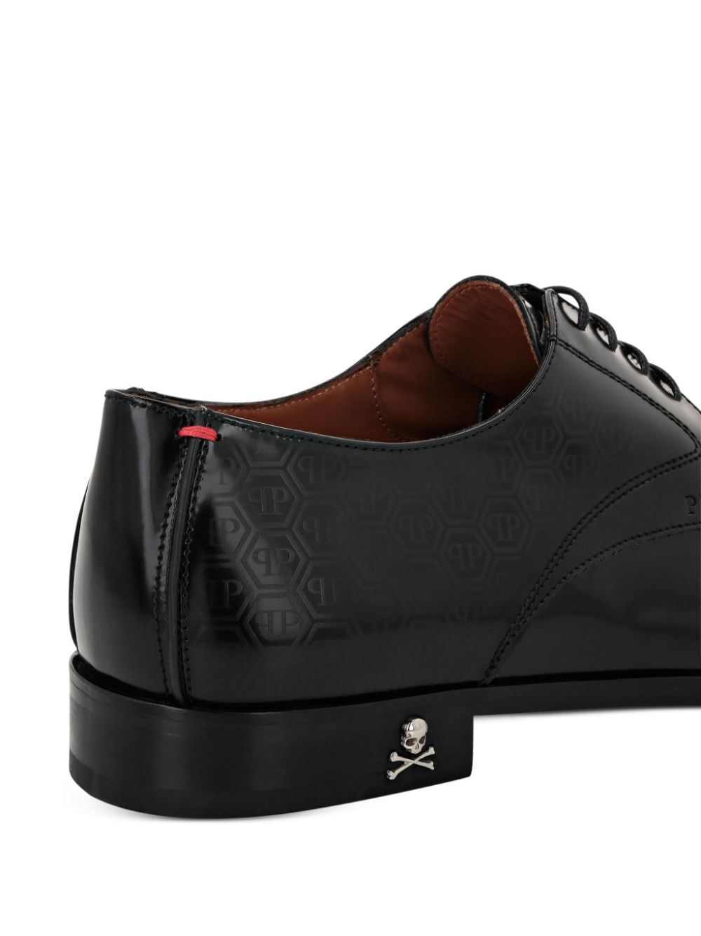 Philipp Plein monogram-pattern leather derby shoes Black