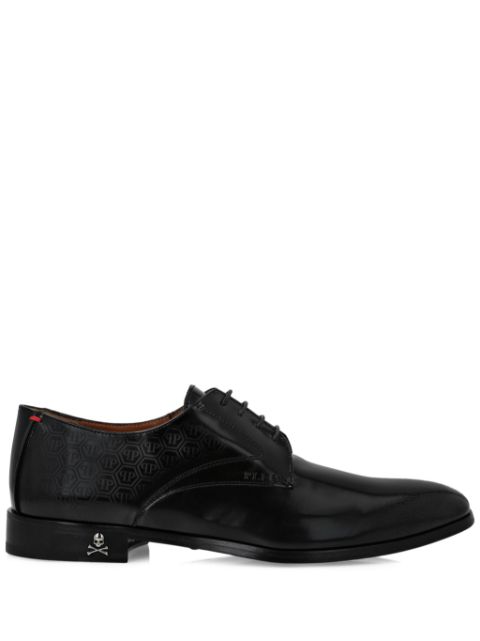 Philipp Plein monogram-pattern leather derby shoes Men