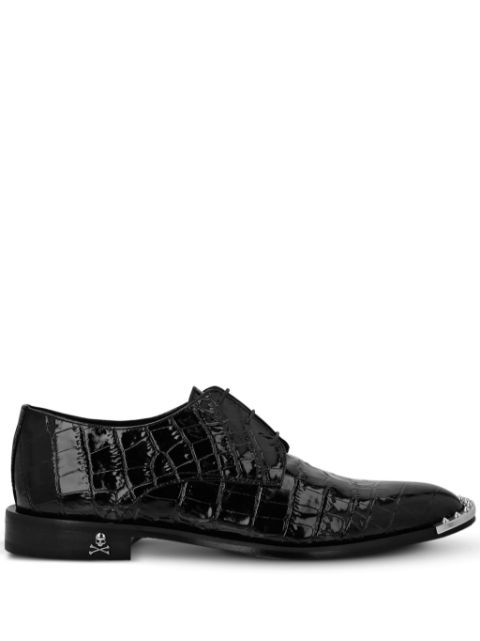 Philipp Plein crocodile-embossed leather derby shoes Men