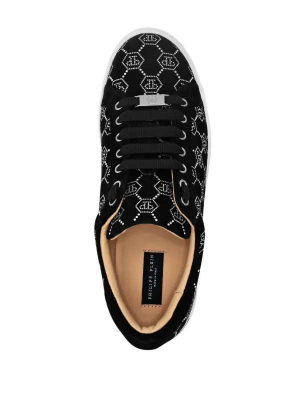 Philipp Plein Rhinestone Monogram Sneakers | Black | FARFETCH HK