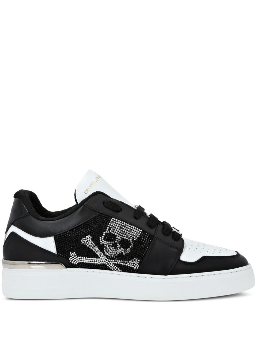 Philipp Plein Lo-Top Crystal Leather Sneakers Black