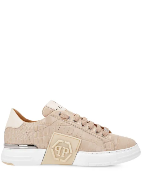 Philipp Plein logo-appliqué crocodile-embossed sneakers