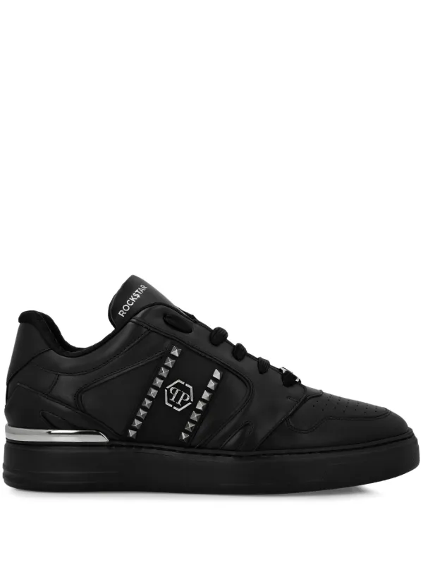 Philipp Plein stud embellished Leather Sneakers Black FARFETCH UK