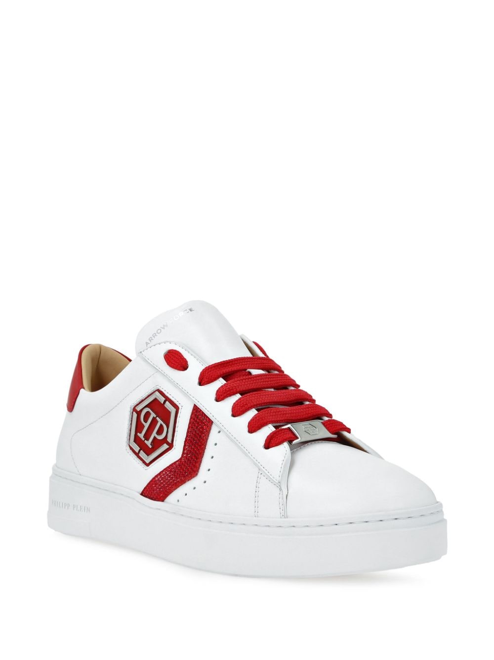 Shop Philipp Plein Arrow Force Strass Hexagon Low-top Sneakers In White