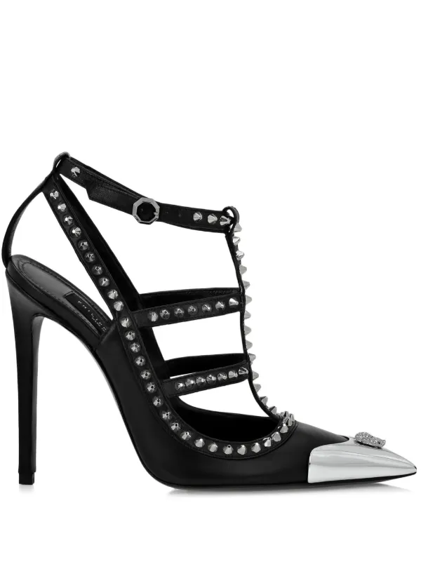 新品未使用 PHILIPP PLEIN スタッズ装飾 レザーサンダル Philipp Plein スタッズ レザーサンダル | ブラック | FARFETCH JP