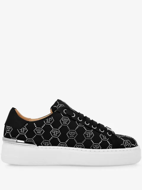 Philipp Plein Satijnen sneakers verfraaid met stras
