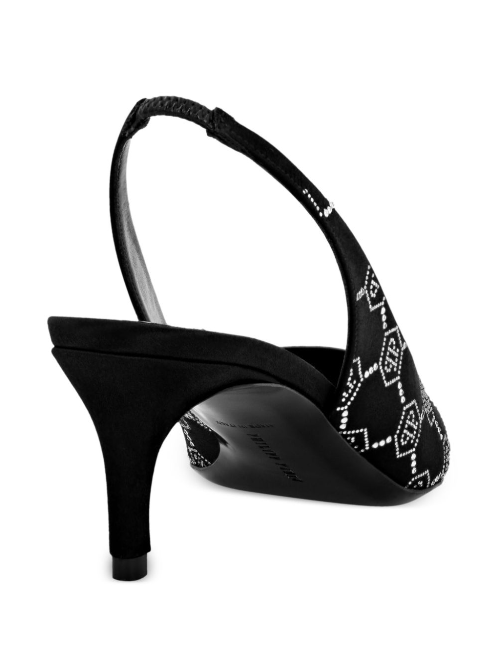 Philipp Plein 50mm monogram-pattern slingback pumps Women