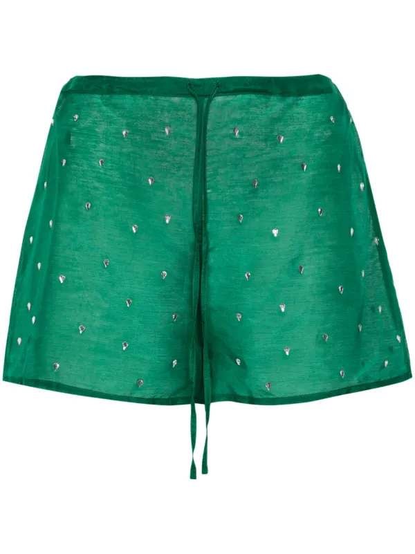 Oseree crystal embellished high waist Shorts Green FARFETCH CA